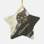  gepersonaliseerd gaffelkroompatroon keramisch ornament (Achterkant)