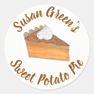 Gepersonaliseerd gebak van zoete aardappel Pie Sli Ronde Sticker