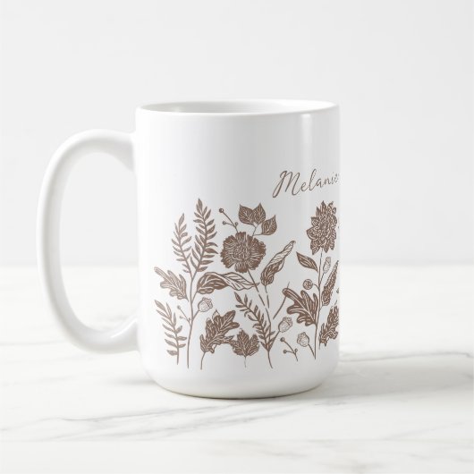 Gepersonaliseerd gebladerte herfst bloemen Taupe Koffiemok (Links)