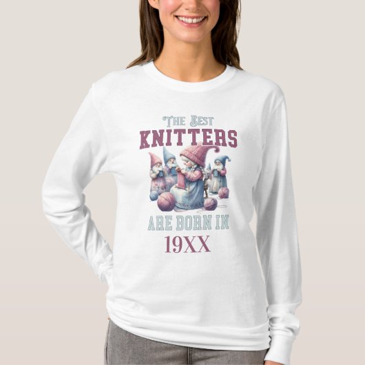 Gepersonaliseerd Geboorte Jaar Shirt voor Breien L (Voorkant)