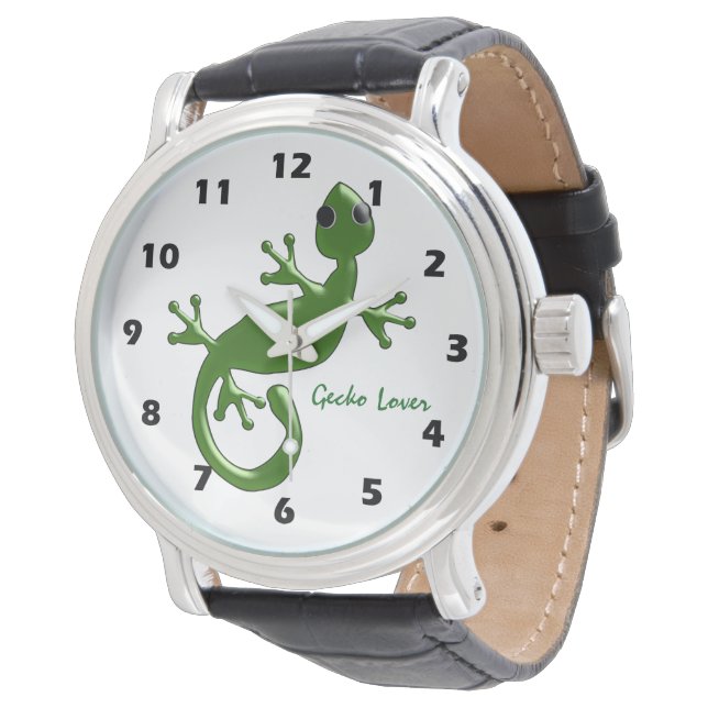 Gepersonaliseerd Gecko-ontwerp Horloge (Gekanteld)