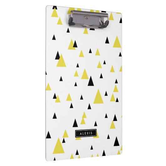 Gepersonaliseerd geel en zwart geometrisch patroon klembord (Rechts)