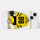 Gepersonaliseerd geel en zwart Ice Hockey Jersey Case-Mate iPhone Case (Achterkant (horizontaal))