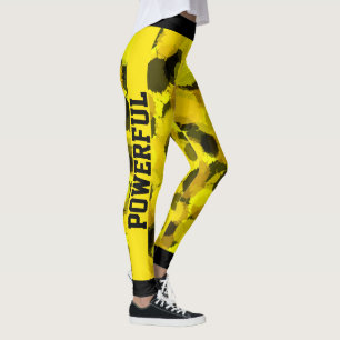 Gepersonaliseerd geel en zwart modern patroon leggings