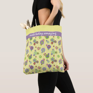 gepersonaliseerd geel patroon van Daisy Floral Draagtas