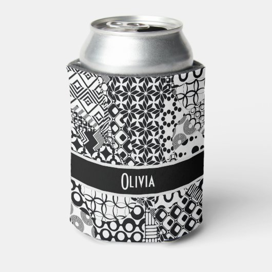 Gepersonaliseerd, Gek Zwart & Wit Patroon 7 Blikjeskoeler (Blikje Achterkant)