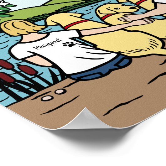 Gepersonaliseerd gele labrador Family Blonde Short Poster (Hoek)