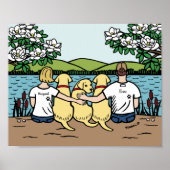 Gepersonaliseerd gele labrador Family Blonde Short Poster (Voorkant)