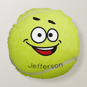 Gepersonaliseerd gele tennis Ball grappig gezicht Rond Kussen
