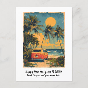 Gepersonaliseerd Gelukkig Nieuwjaar Florida Palmbo Feestdagenkaart