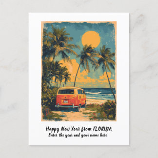 Gepersonaliseerd Gelukkig Nieuwjaar Florida Palmbo Feestdagenkaart