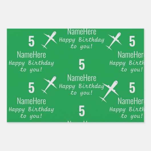 Gepersonaliseerd Gelukkige Verjaardag Vliegtuig Ir Inpakpapier Vel (Voorkant)