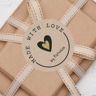 Gepersonaliseerd gemaakt met de gouden hartslag va ronde sticker