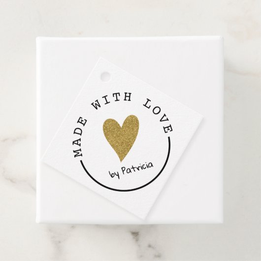 Gepersonaliseerd gemaakt met liefde hart gouden gl bedankjes labels (In situ)