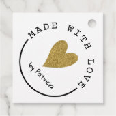 Gepersonaliseerd gemaakt met liefde hart gouden gl bedankjes labels (Achterkant)