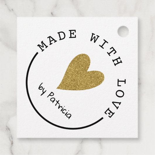 Gepersonaliseerd gemaakt met liefde hart gouden gl bedankjes labels (Achterkant)