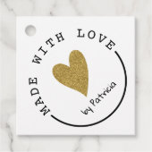 Gepersonaliseerd gemaakt met liefde hart gouden gl bedankjes labels (Voorkant)