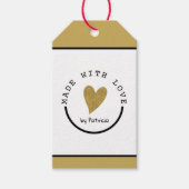 Gepersonaliseerd gemaakt met liefde hart gouden gl cadeaulabel (Voorkant)