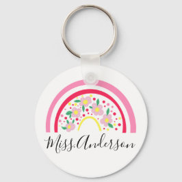 Gepersonaliseerd Geschenk voor Leraren met Roze Bl Sleutelhanger