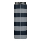 Gepersonaliseerd | Gestreept donkerblauw Thermosbeker (Achterkant)