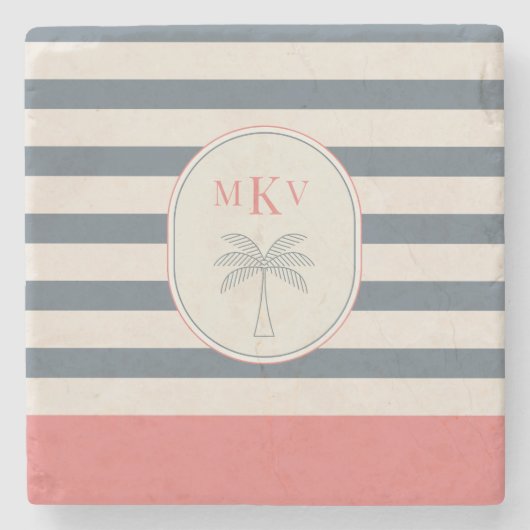 Gepersonaliseerd gestreepte stenen Onderzetter met (Voorkant)