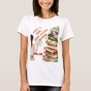 Gepersonaliseerd gewoon een meisje dat van boeken  t-shirt