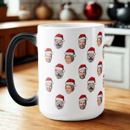 Gepersonaliseerd Gezicht Santa Hat 3 Foto Kerstcad Magische Mok