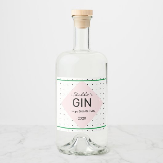 Gepersonaliseerd Gin Flessenetiket Likeurfles Etiket (Voorkant)