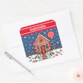 Gepersonaliseerd Gingerbrood House Vierkante Sticker (Envelop)