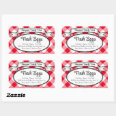 Gepersonaliseerd Gingham Boerderij Egg Carton Labe Rechthoekige Sticker (Vel)