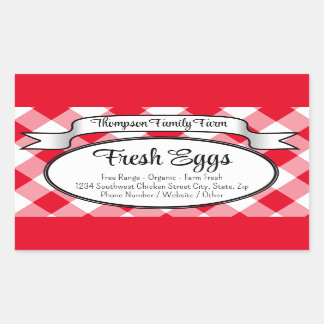 Gepersonaliseerd Gingham Boerderij Egg Carton Labe Rechthoekige Sticker