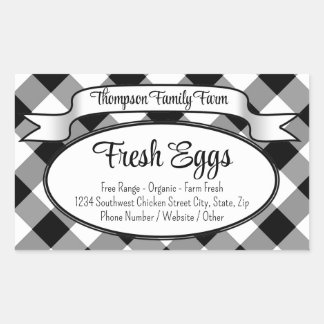 Gepersonaliseerd Gingham Boerderij Egg Carton Labe Rechthoekige Sticker