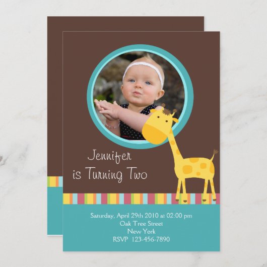Gepersonaliseerd*Giraffe Uitnodigingskaart Kaart (Voorkant / Achterkant)