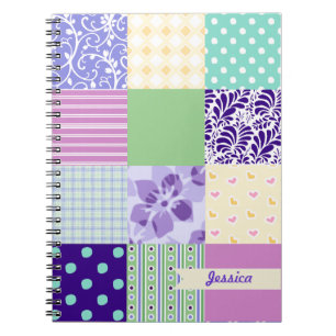 Gepersonaliseerd Girly Pattern Squares Vector Quil Notitieboek