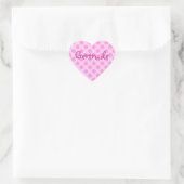 Gepersonaliseerd Girly Pink Dot Pattern Hart Sticker (Tas)