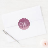 Gepersonaliseerd Girly Pink Glitter Sparkles Monog Ronde Sticker (Envelop)