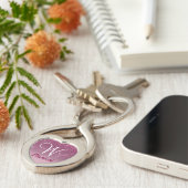 Gepersonaliseerd Girly Pink Glitter Sparkles Monog Sleutelhanger (Zijkant)
