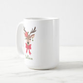 Gepersonaliseerd Girly Reindeer Koffiemok (Voorkant links)