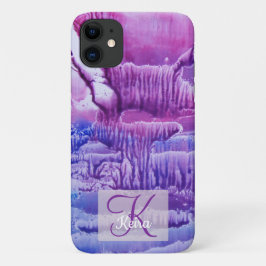 Gepersonaliseerd Girly Roos Monogrammed Abstract B iPhone 11 Hoesje