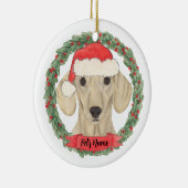 Gepersonaliseerd gladde Cream Dachshund Keramisch Ornament (Rechts)