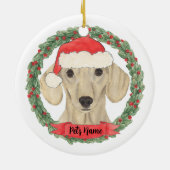 Gepersonaliseerd gladde Cream Dachshund Keramisch Ornament (Achterkant)