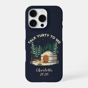 Gepersonaliseerd Glamping Yurt Avontuur Retro Kamp iPhone 16 Pro Hoesje