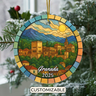 Gepersonaliseerd Glas in lood Granada Ornament, Sp Keramisch Ornament