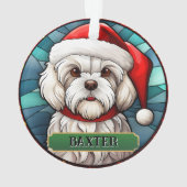 Gepersonaliseerd Glas in lood Maltees Ornament (achterkant)