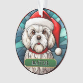 Gepersonaliseerd Glas in lood Maltees Ornament (voorkant)