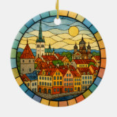 Gepersonaliseerd Glas in lood Tallinn, Estland Keramisch Ornament (Achterkant)