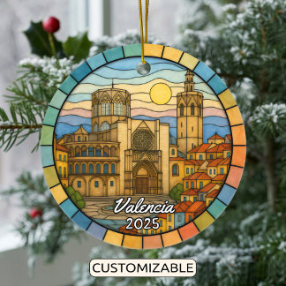 Gepersonaliseerd Glas in lood Valencia, Spanje Keramisch Ornament