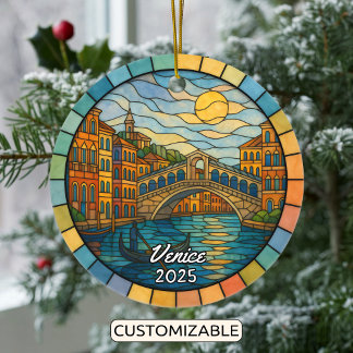 Gepersonaliseerd Glas in lood Venetië Ornament, It Keramisch Ornament