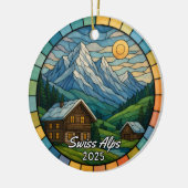 Gepersonaliseerd Glas in lood Zwitserse Alpen, Zwi Keramisch Ornament (Links)