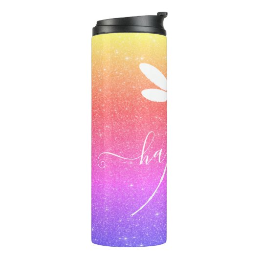 gepersonaliseerd glitter en libellen thermosbeker (Gedraaid links)